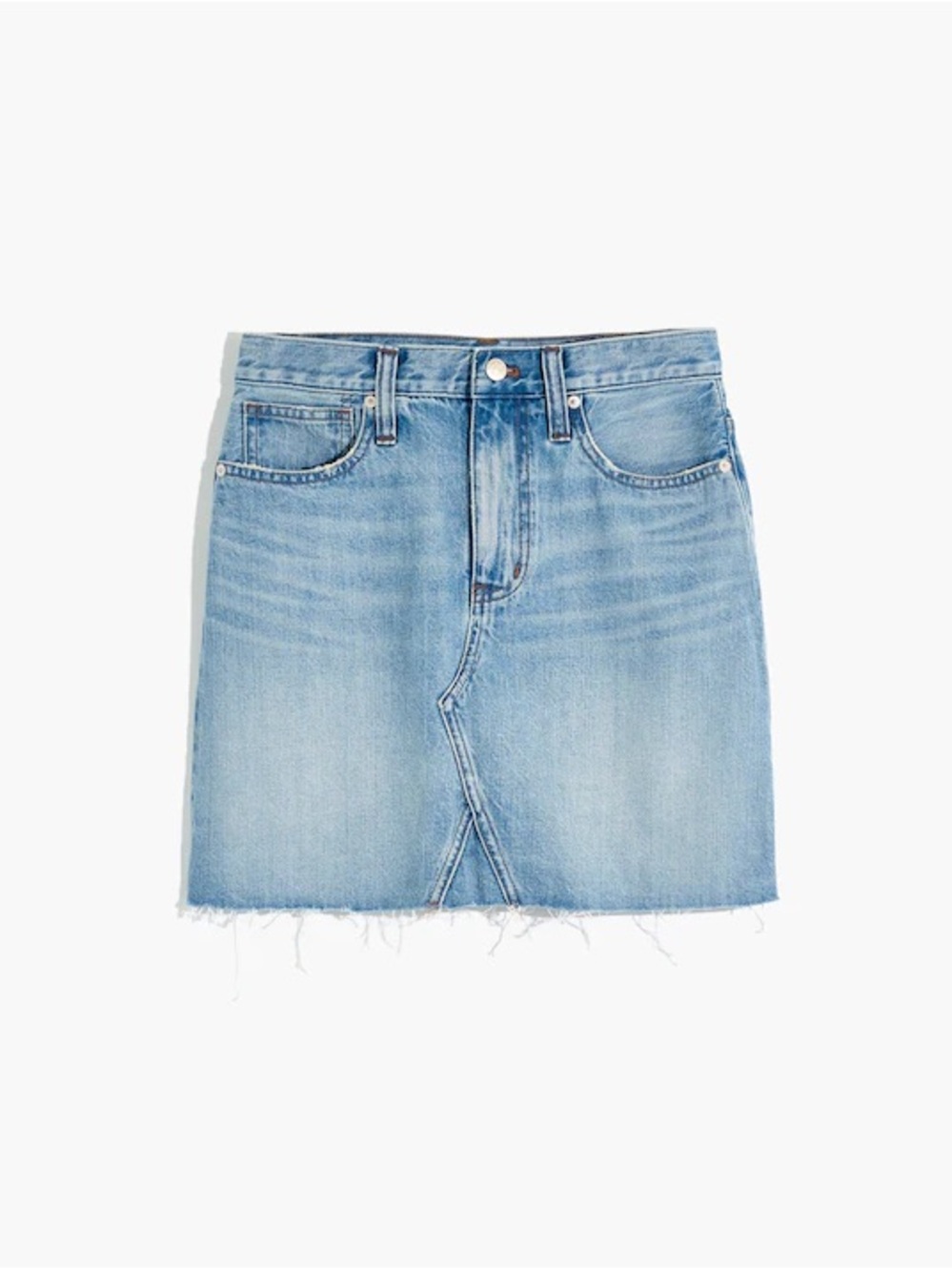 Madewell Light Blue Denim Mini Skirt with Raw Hem